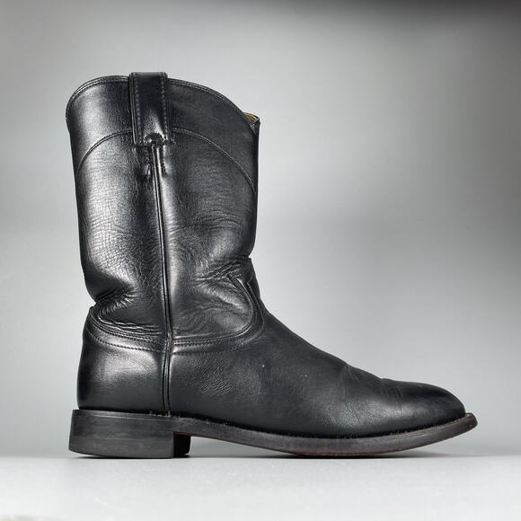 Justin L3703 Women’s Sz 7.5 B Black Leather Pull On Western Classic Ropers Boots - Picture 6 of 9